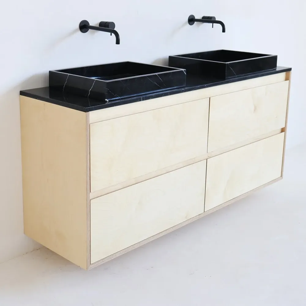 Mobiliario de baño - Lavabo Black Marble George - Abedul - (150 cm) - ANN