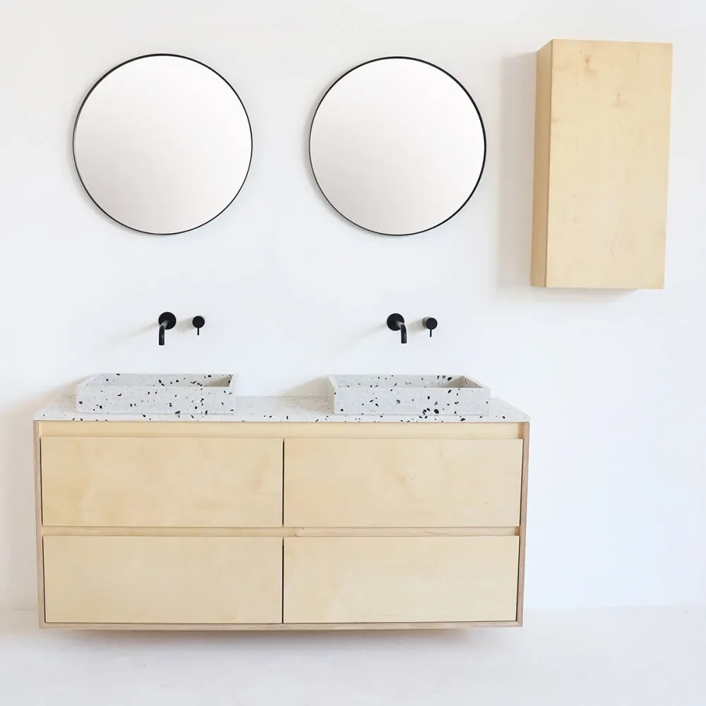 Mobiliario de baño - Lavabo Terrazo Blanco George - Abedul - (150 cm) - ANN