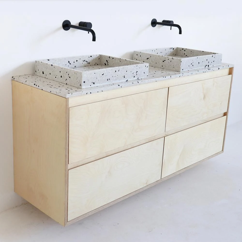 Mobiliario de baño - Lavabo Terrazo Blanco George - Abedul - (150 cm) - ANN