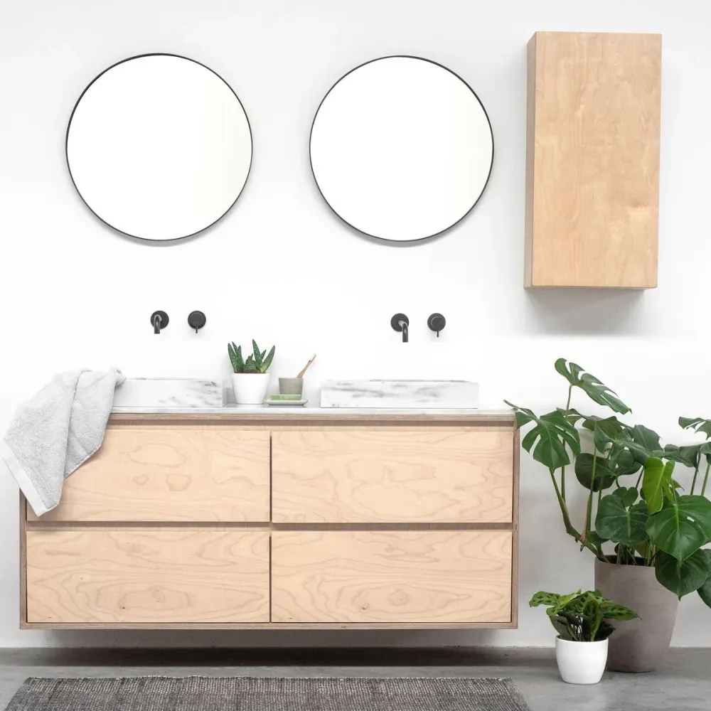 Mobiliario de baño - Lavabo White Marble George - Abedul - (150 cm) - ANN
