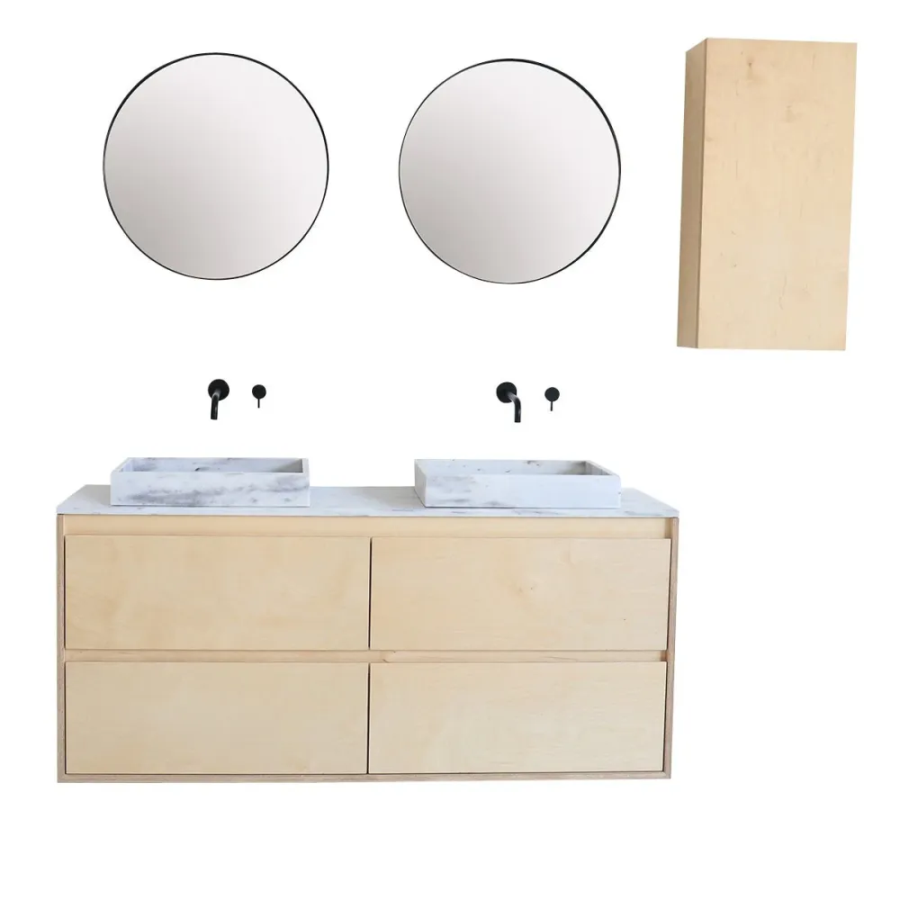 Mobiliario de baño - Lavabo White Marble George - Abedul - (150 cm) - ANN
