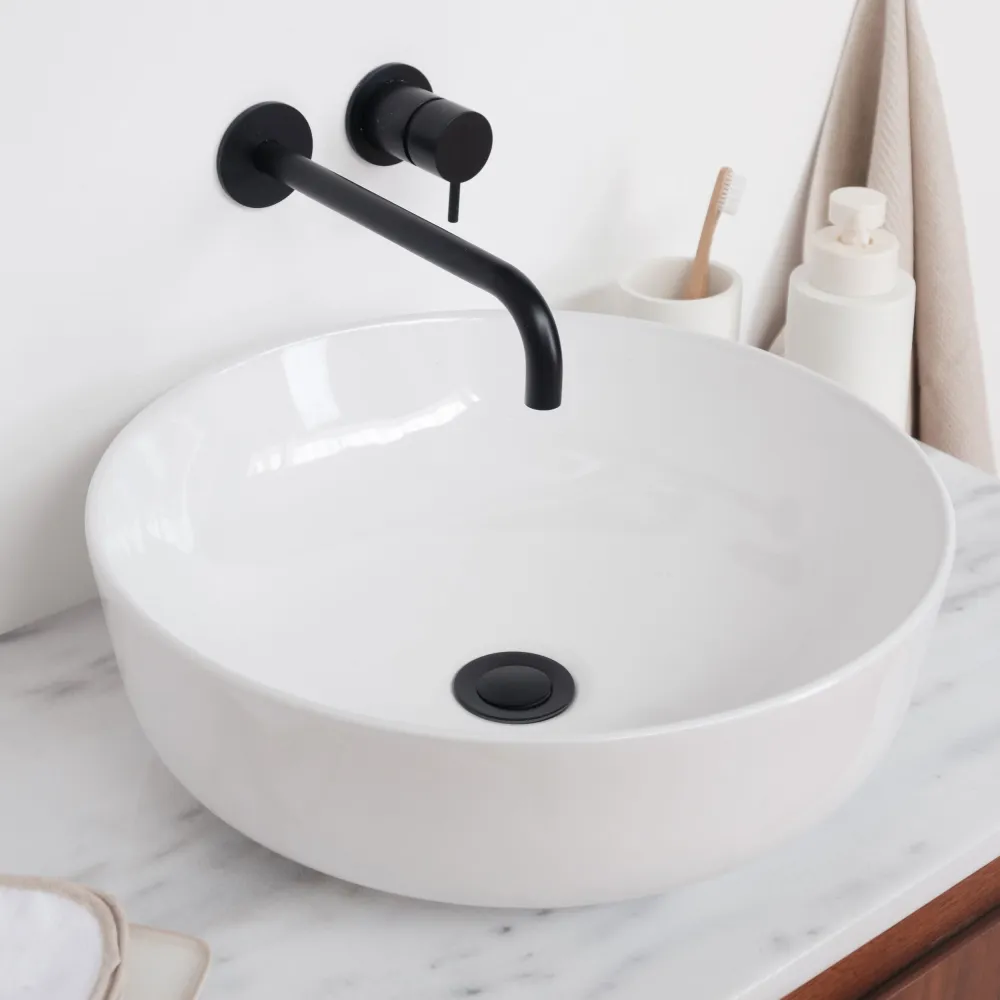 Mobiliario de baño - Mármol blanco - Lavabo Alexis II - Nogal - (80 cm) - ANN
