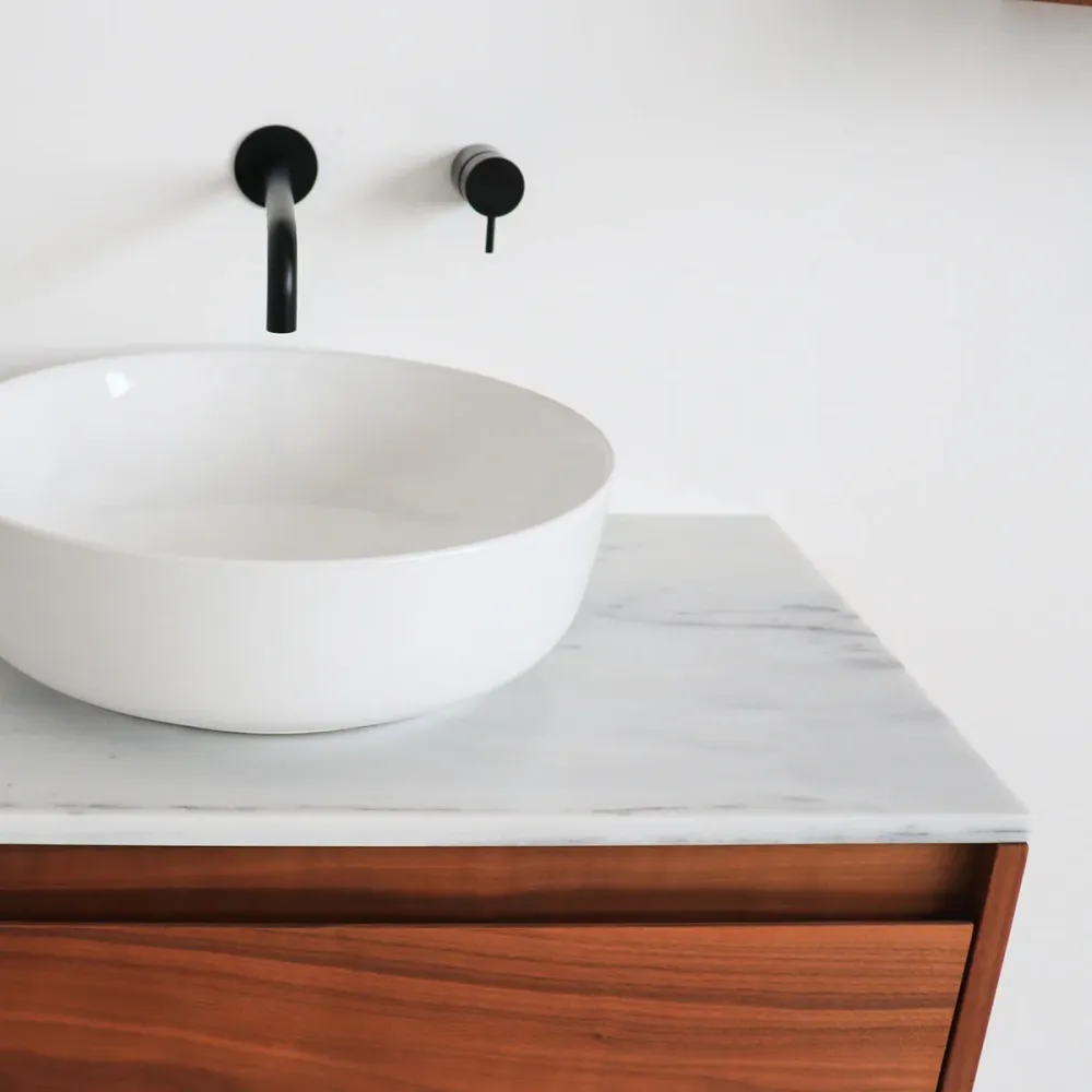Mobiliario de baño - Mármol blanco - Lavabo Alexis II - Nogal - (80 cm) - ANN