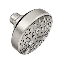 CABEZAL ROCIADOR DE DIÁMETRO DE 4" DE CUATRO FUNCIONES DE NÍQUEL CEPILLADO RESISTENTE LAS MANCHAS PARA MONTAJE EN PARED Moen