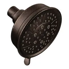 Cabezal rociador estándar de 4-3/8" de diámetro con cuatro funciones de bronce frotado con aceite Moen
