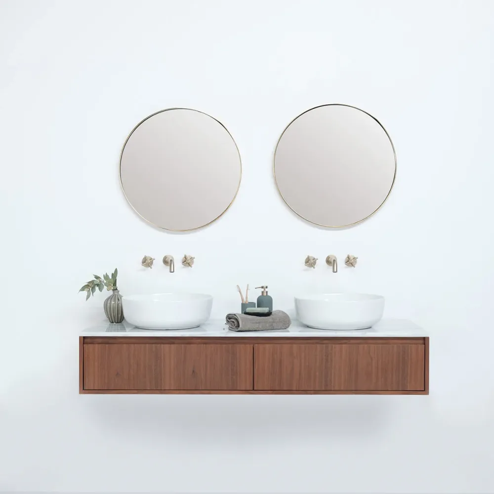 Mueble de baño Ann short Nogal - Alexis II - Mármol Blanco - 150 cm