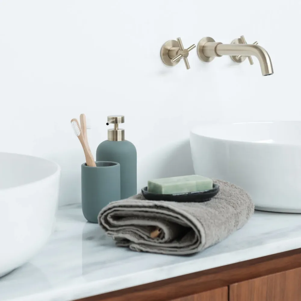 Mueble de baño Ann short Nogal - Alexis II - Mármol Blanco - 150 cm
