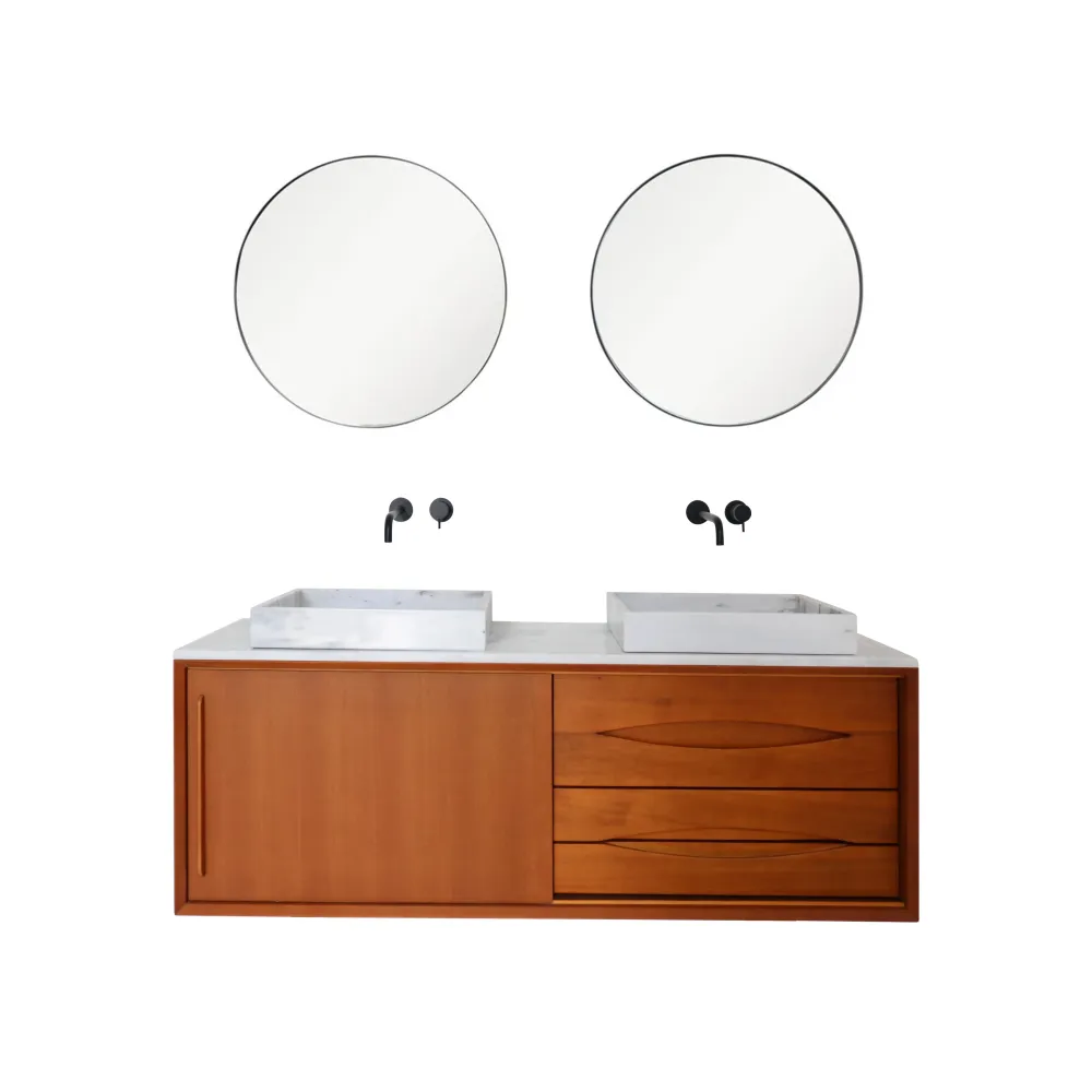 Mueble de baño Bill Teca - Mármol Blanco Marcel - Mármol Blanco George
