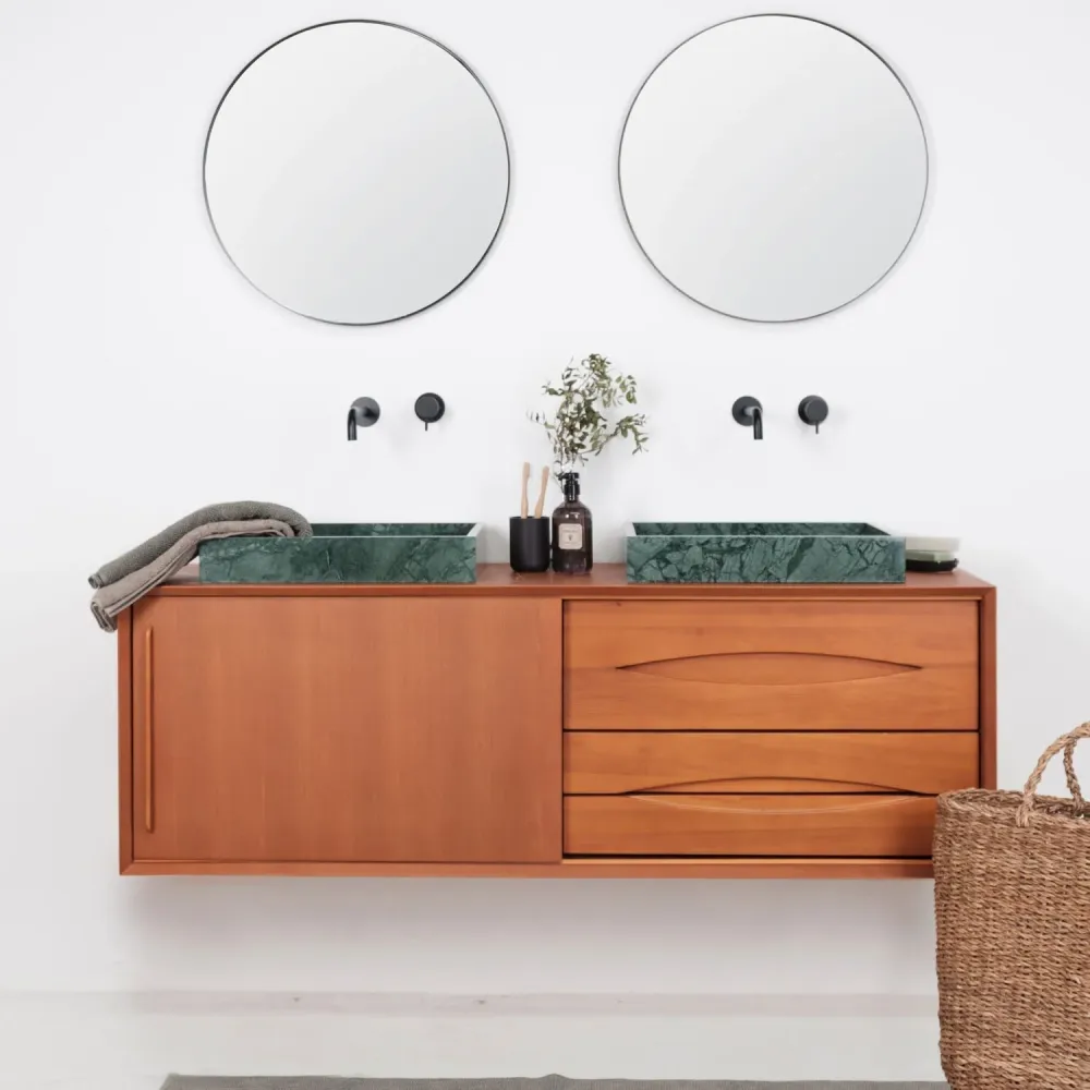 Mueble de baño Bill Teca - Mármol Verde - Sin placa superior