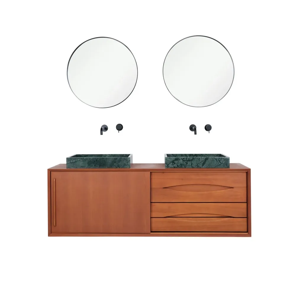 Mueble de baño Bill Teca - Mármol Verde - Sin placa superior