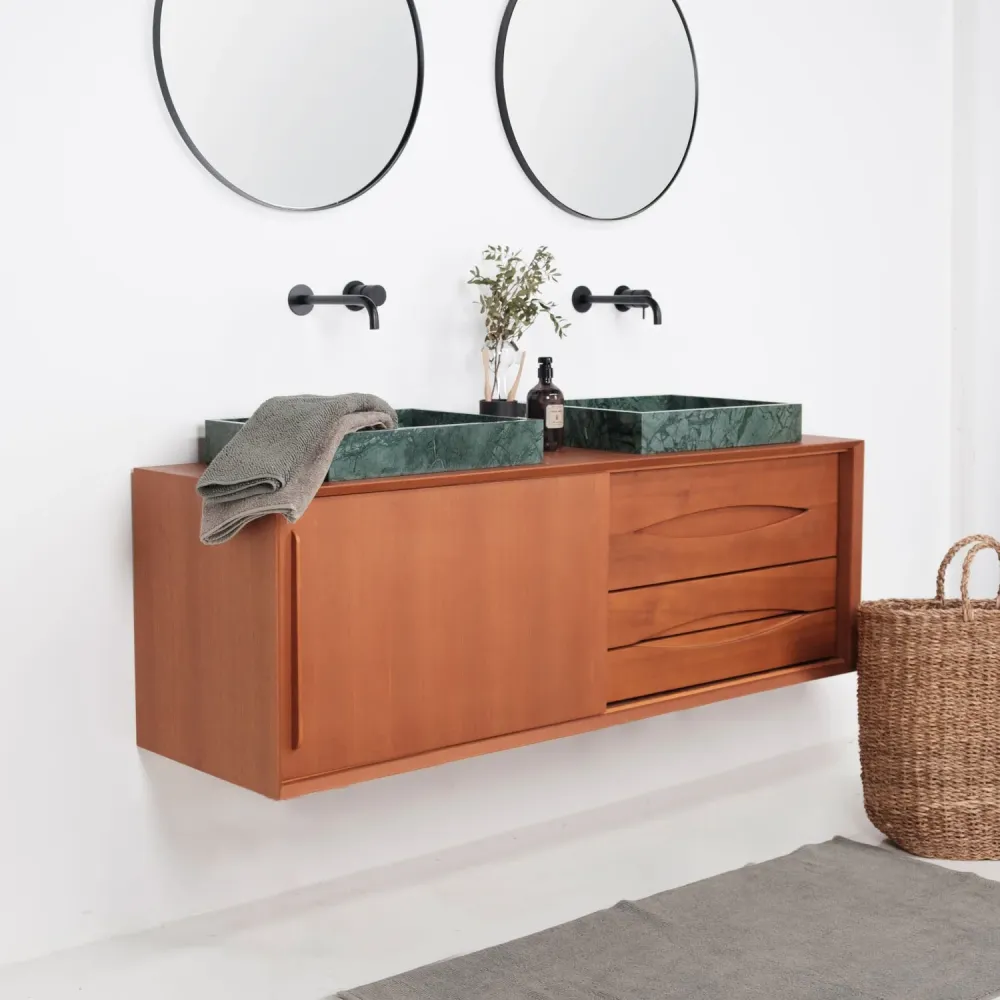 Mueble de baño Bill Teca - Mármol Verde - Sin placa superior