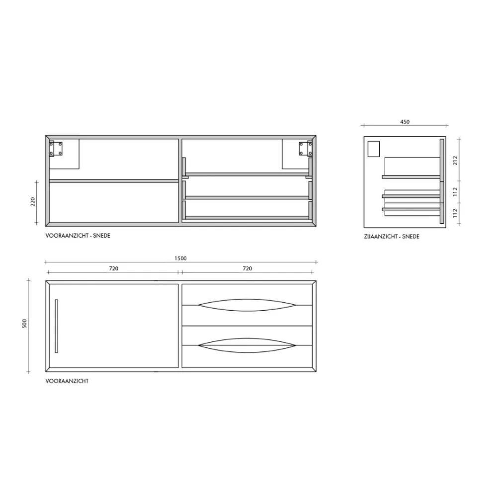 Mueble de baño Bill Teca - Mármol Verde - Sin placa superior