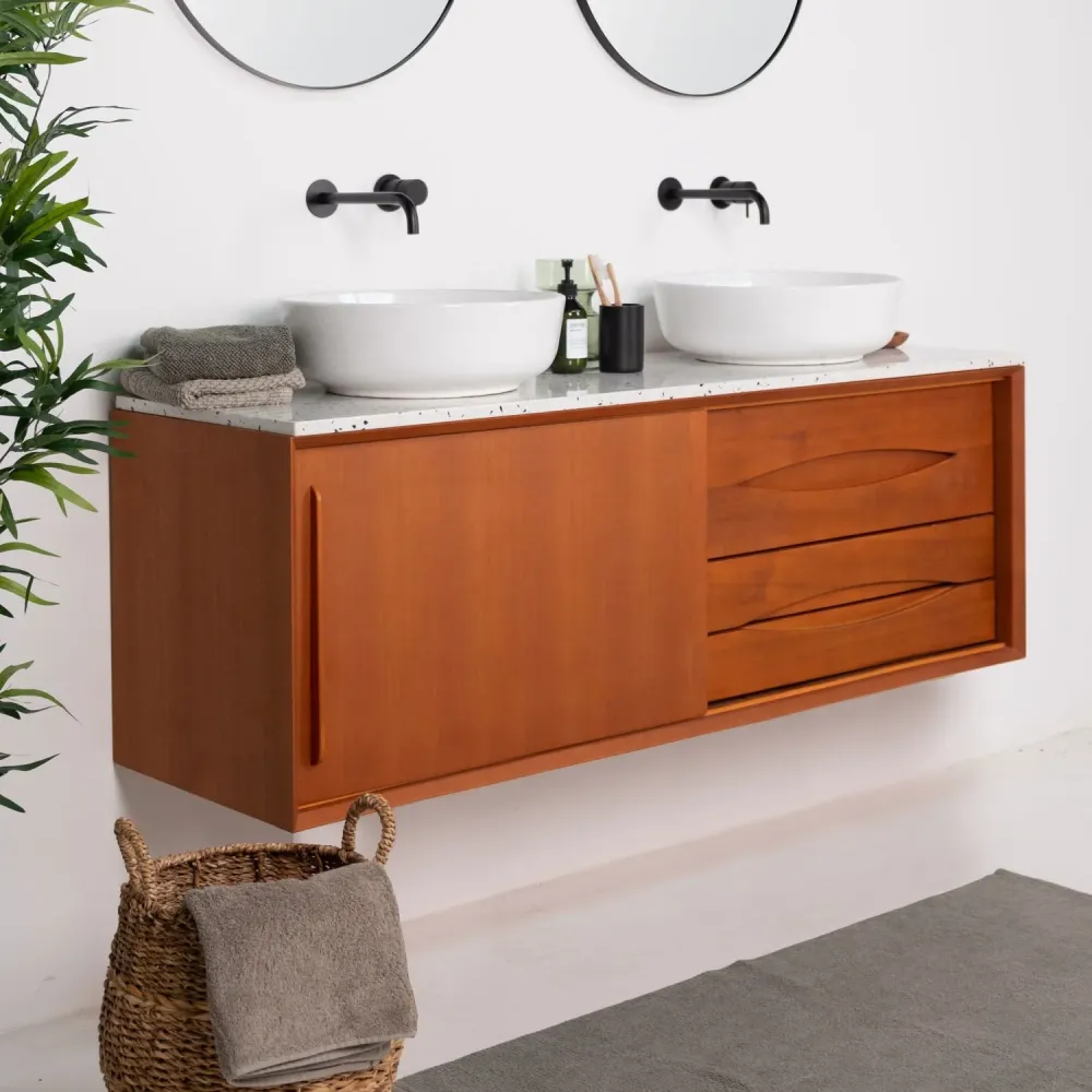 Mueble de baño Bill Teca - Placa superior de terrazo - Alexis II