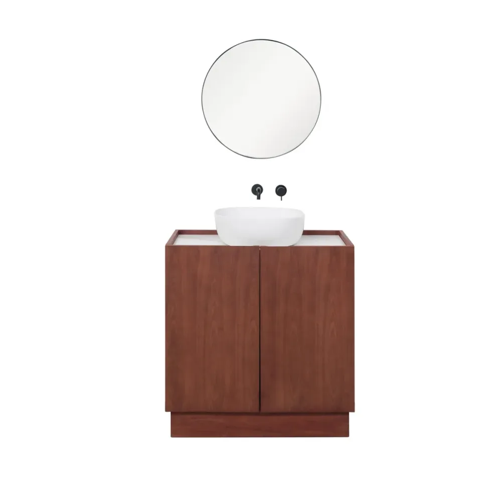 Mueble de baño - Cerámica blanca - Lavabo Alexis V - Nogal - (84 cm) - FELIX