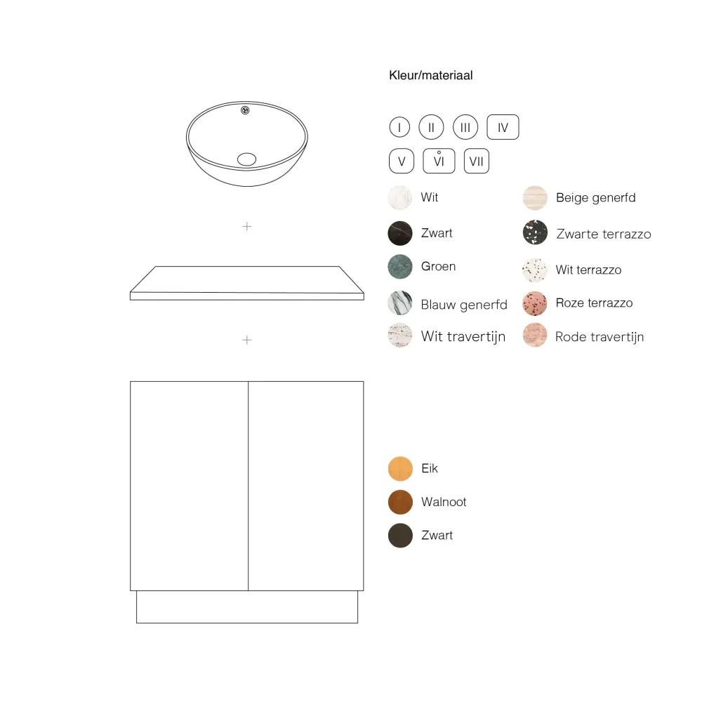 Mueble de baño - Cerámica blanca - Lavabo Alexis V - Nogal - (84 cm) - FELIX