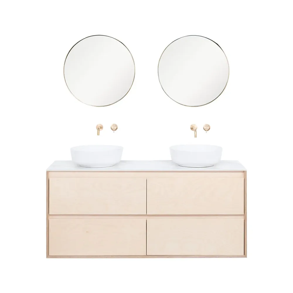 Mueble de baño con lavabo - Berk Ann - Cerámica blanca - Lavabo Alexis II - 150 cm
