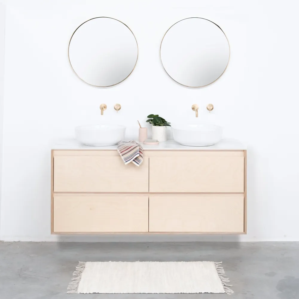 Mueble de baño con lavabo - Berk Ann - Cerámica blanca - Lavabo Alexis II - 150 cm