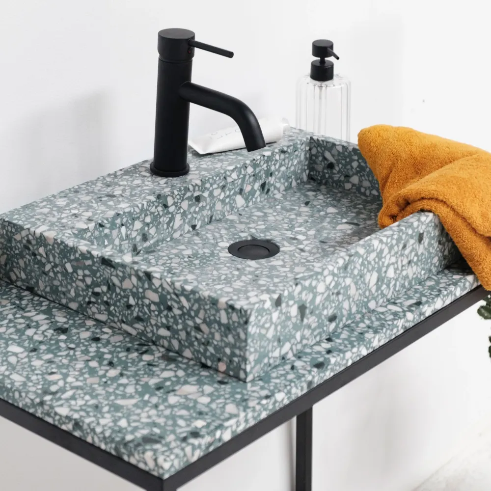 Mueble de baño industrial Black Jules - Terrazo Verde - 80 cm