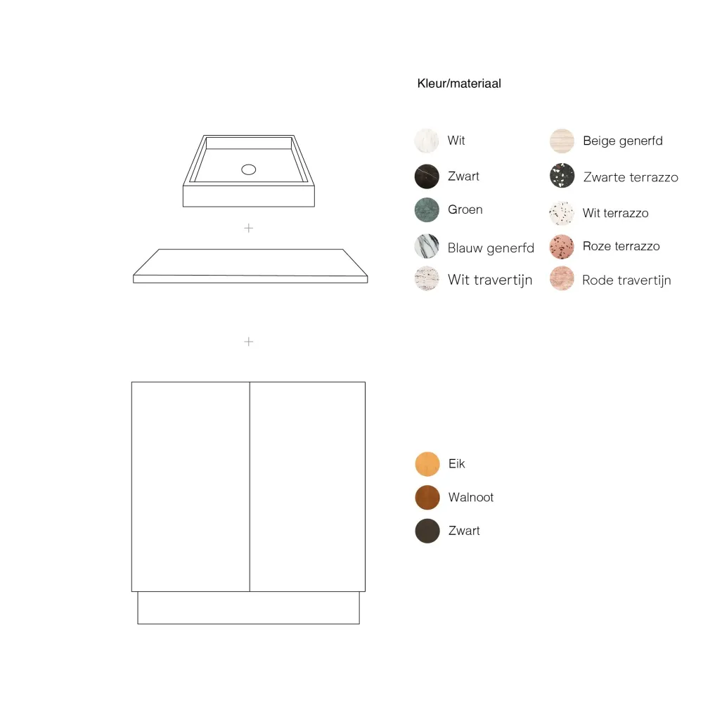 Mueble de baño - Lavabo Mármol Blanco - George II - Nogal - (84 cm) - FELIX