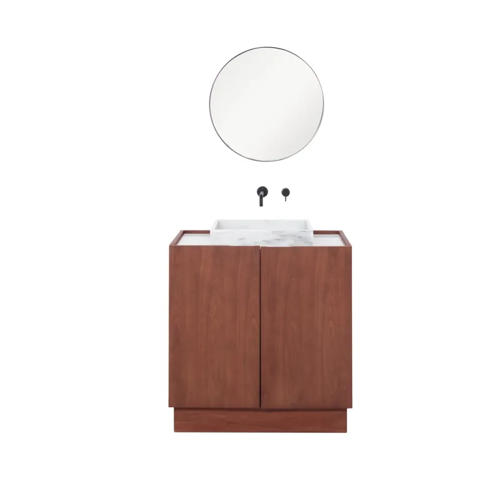 Mueble de baño - Lavabo Mármol Blanco - George I - Nogal - (84 cm) - FELIX