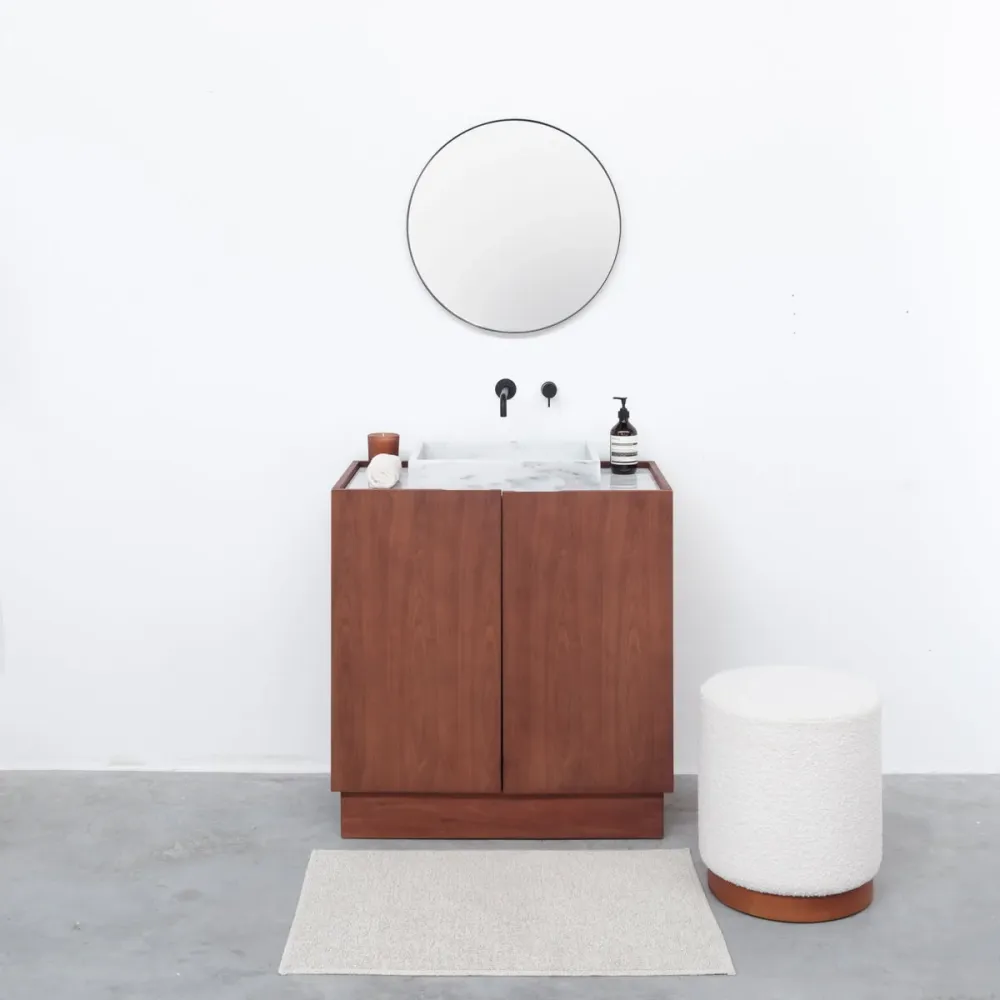 Mueble de baño - Lavabo Mármol Blanco - George I - Nogal - (84 cm) - FELIX