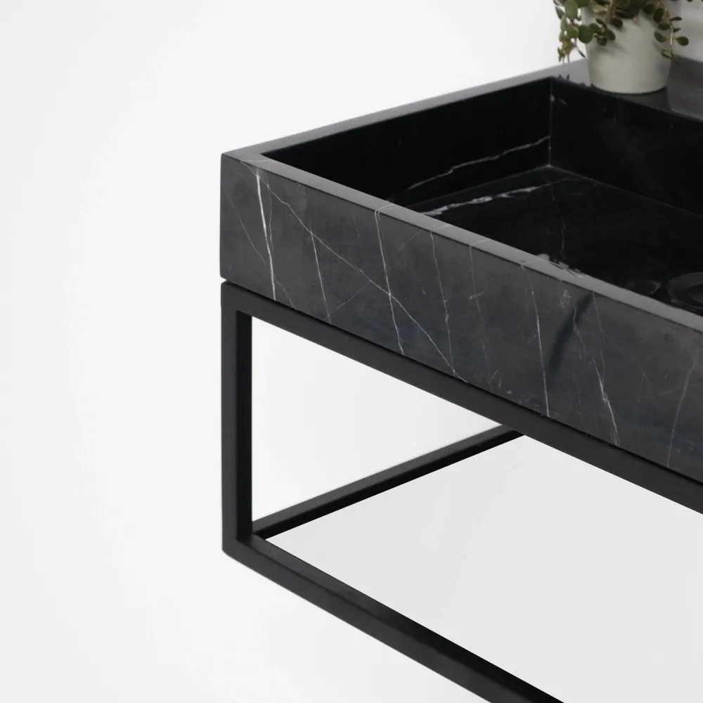 Mueble de baño Lucerna - George - Con orificio para griferí - Mármol negro - Metal negro