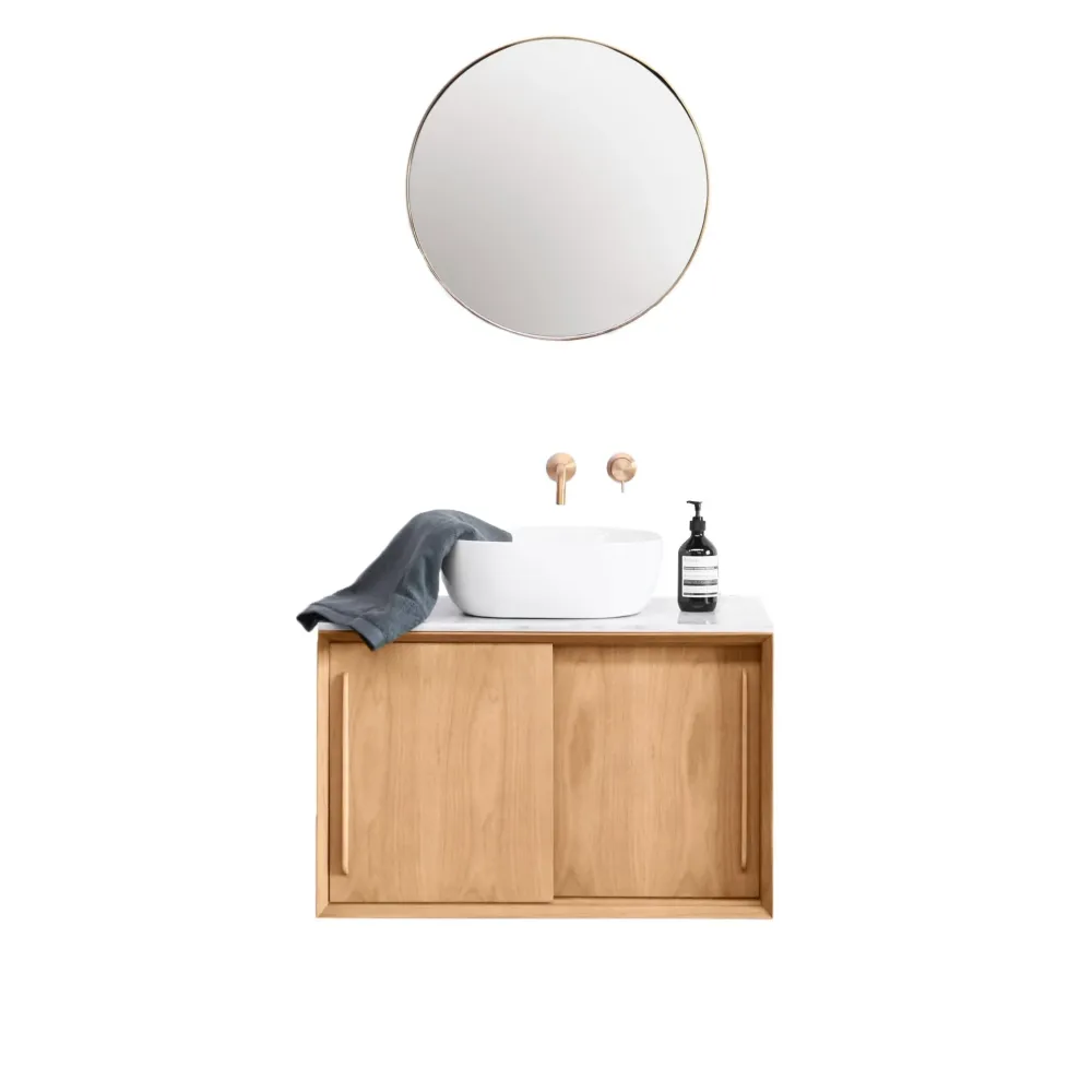 Mueble de baño madera - Mármol Blanco - Lavabo Alexis V - Roble (80 cm) - Nestor