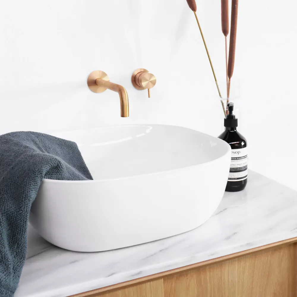 Mueble de baño madera - Mármol Blanco - Lavabo Alexis V - Roble (80 cm) - Nestor