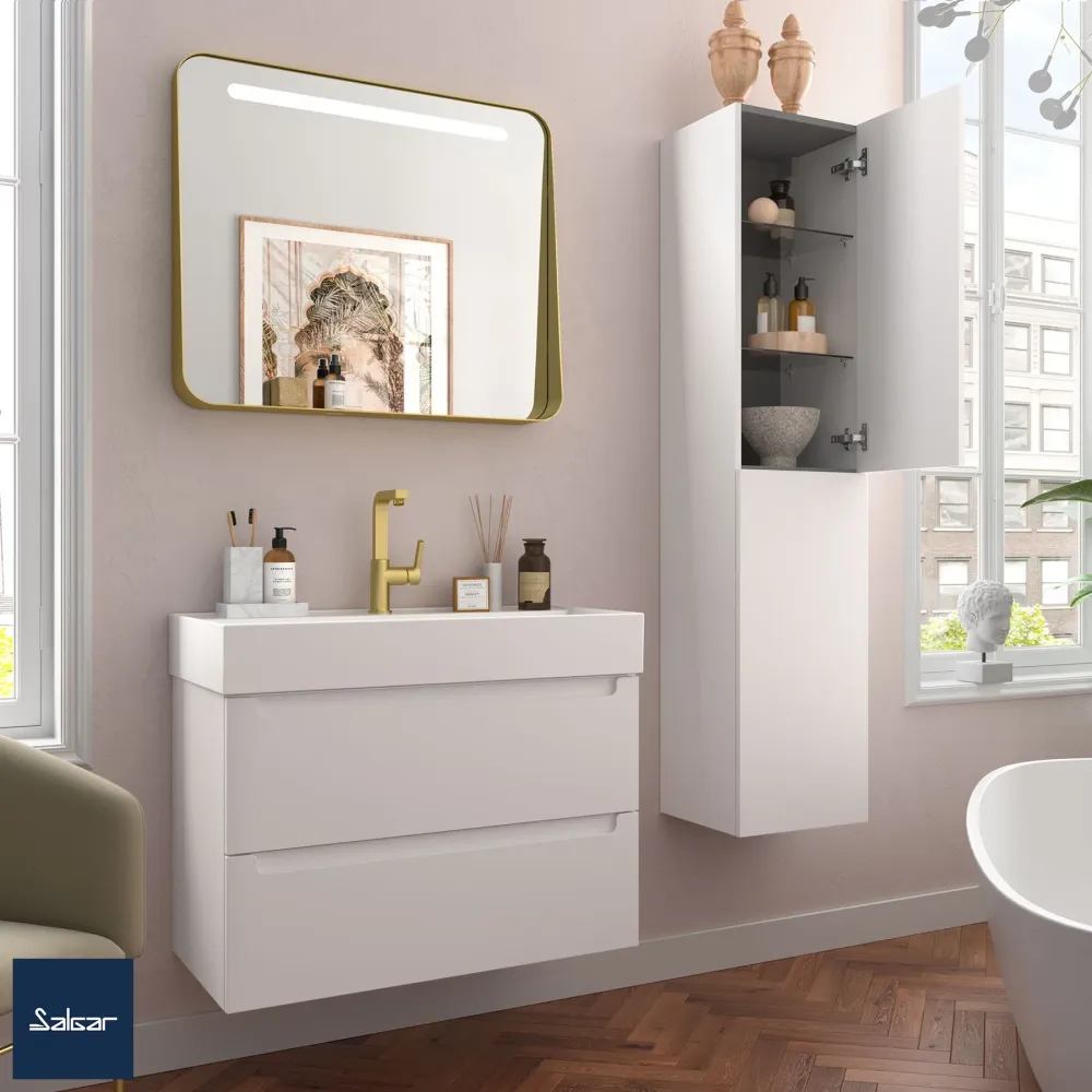 Mueble de baño MONTERREY alabastro cotton 80 cm 2 cajones