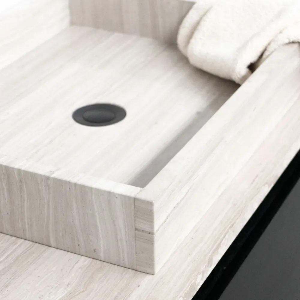 Mueble de baño Mármol Beige - lavabo - George - Roble Negro - (150 cm) - ANN