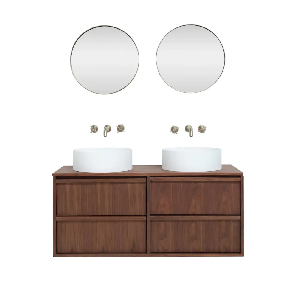 Mueble de baño nogal 120 cm - Fien - Sims lavabos de superficie sólida