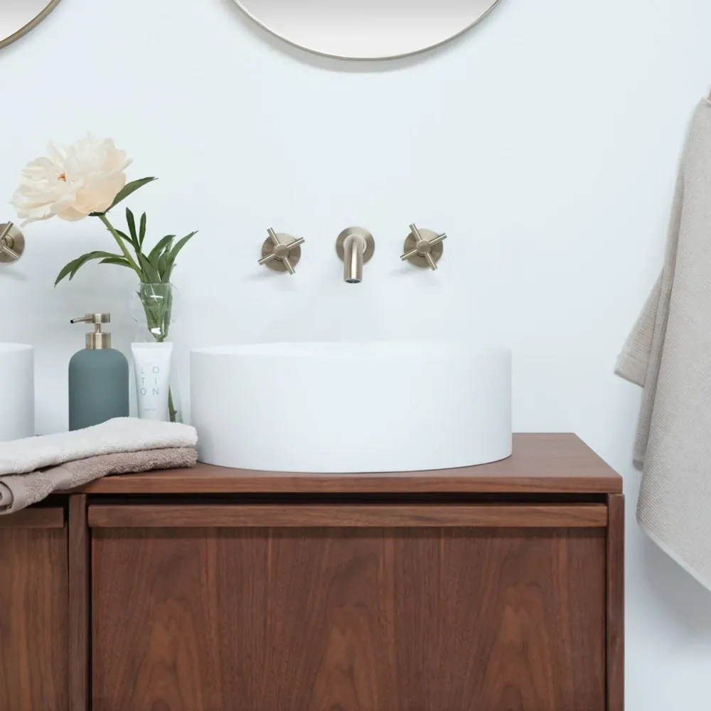 Mueble de baño nogal 120 cm - Fien - Sims lavabos de superficie sólida