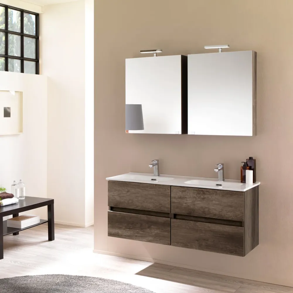 Mueble de baño suspendido modelo Kora08 cm 120x190x46 roble sombrío