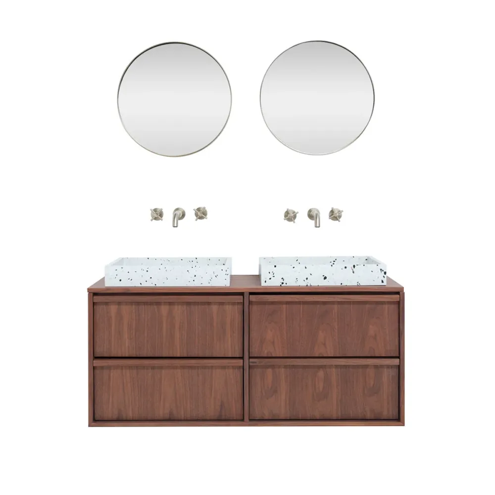 Mueble de baño de terrazo en nogal - 120 cm - Fien