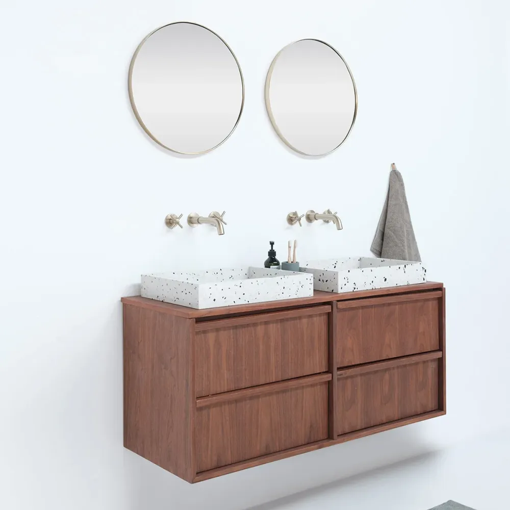 Mueble de baño de terrazo en nogal - 120 cm - Fien