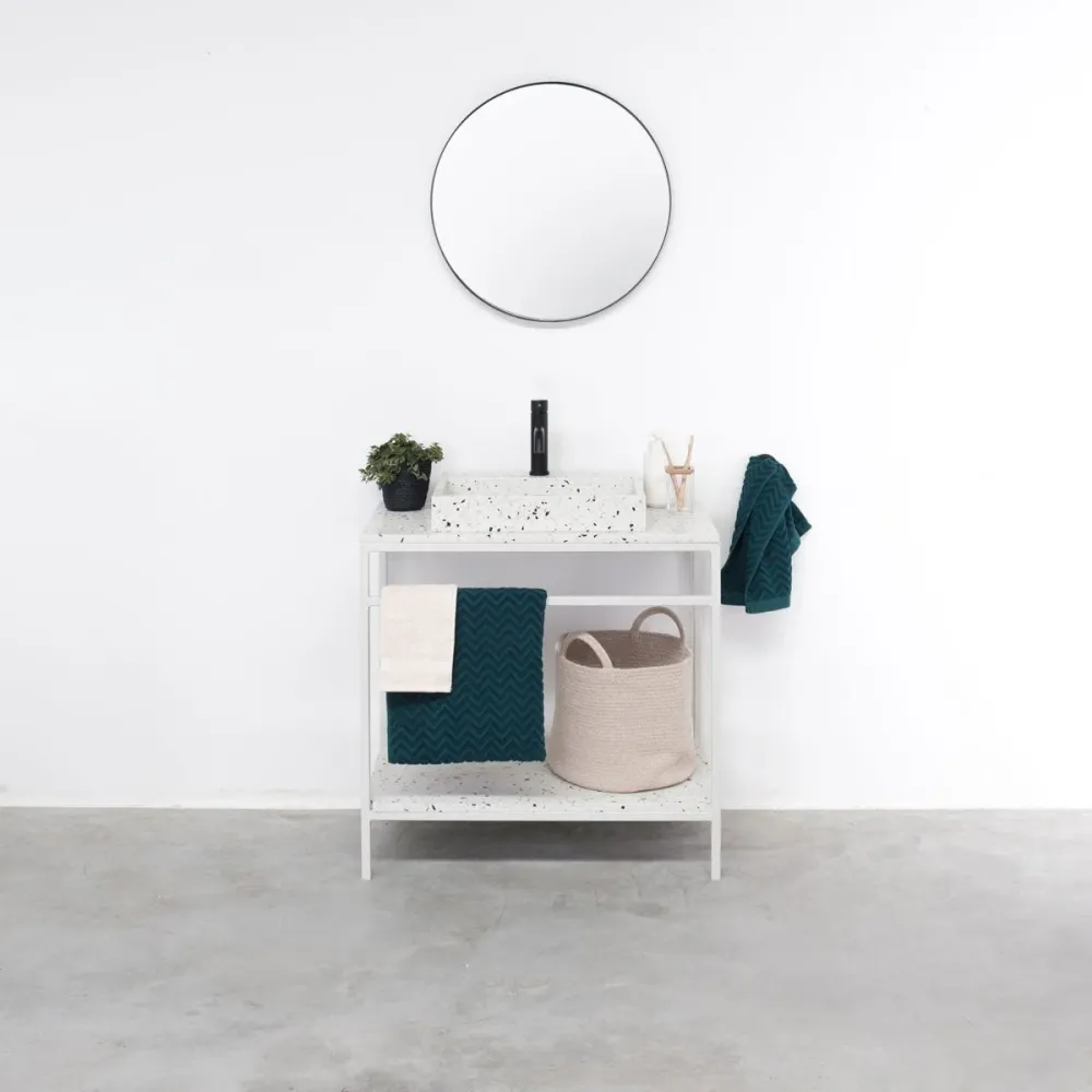 Mueble lavabo industrial - Jules blanco - Terrazo - George II - (80 cm)