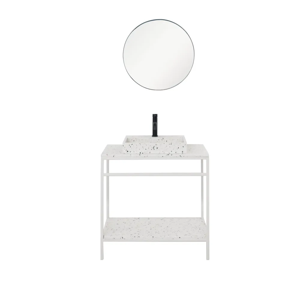 Mueble lavabo industrial - Jules blanco - Terrazo - George II - (80 cm)