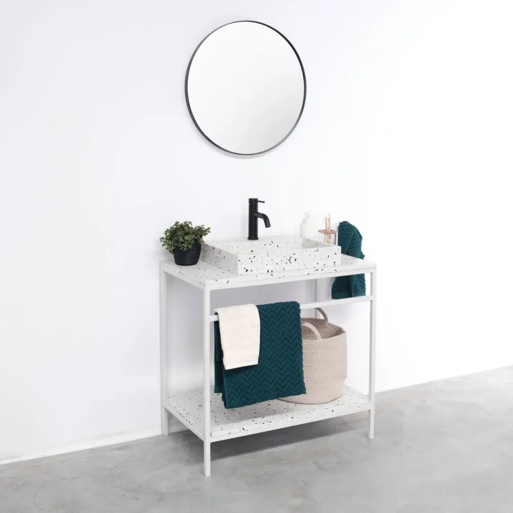 Mueble lavabo industrial - Jules blanco - Terrazo - George II - (80 cm)
