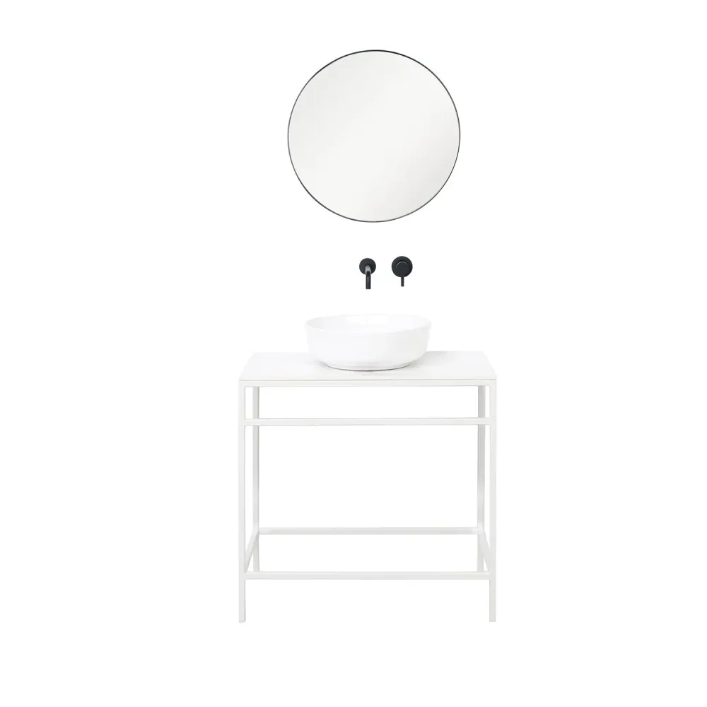 Mueble lavabo industrial - Jules - Cerámica blanca Alexis 2 - (80 cm)
