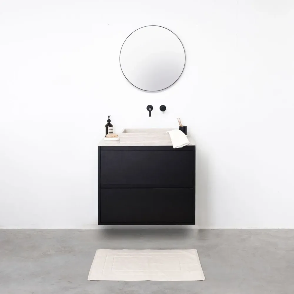 Mueble de Lavabo Negro - Lavabo George - Roble Negro - Chapa de Mármol - (80 cm) - ANN