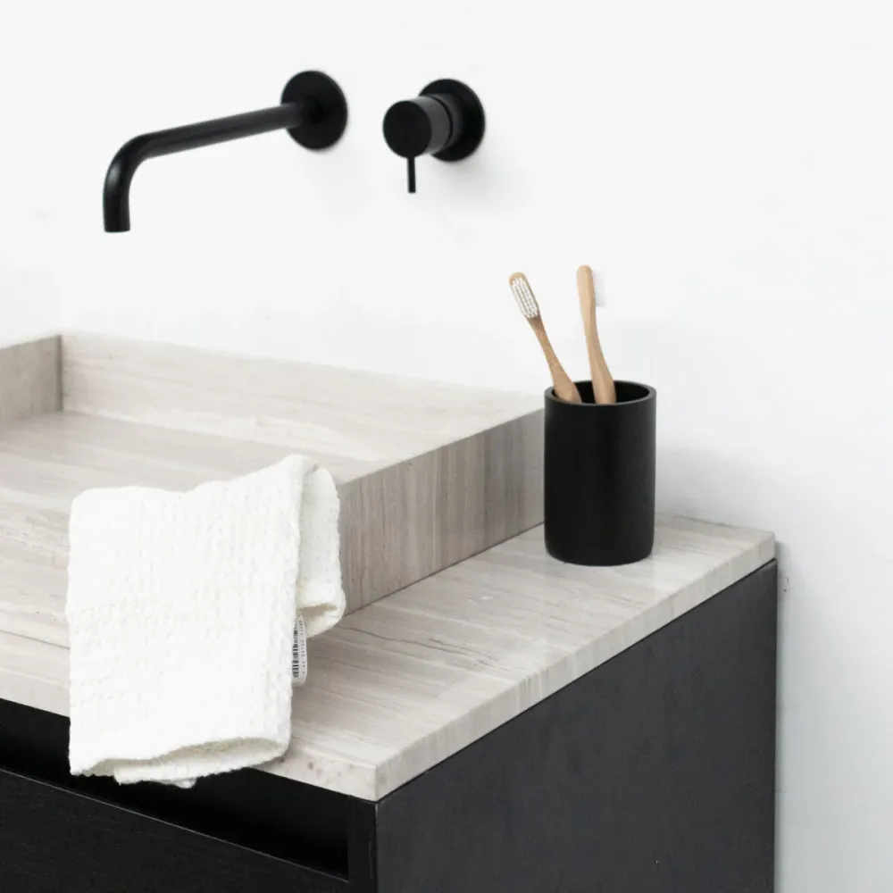 Mueble de Lavabo Negro - Lavabo George - Roble Negro - Chapa de Mármol - (80 cm) - ANN