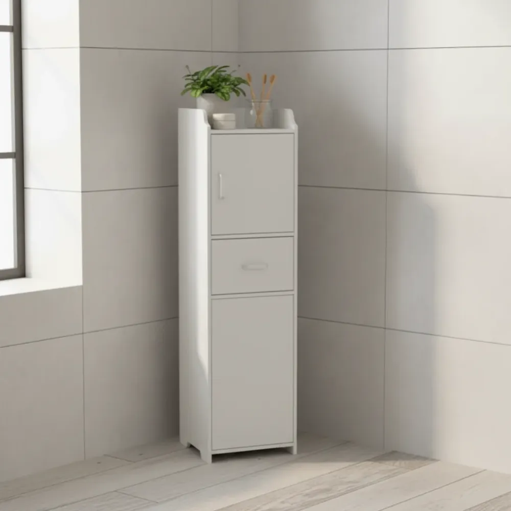 Mueble Organizador de Baño Blanco con Puertas y Cajones - 90cm Altura