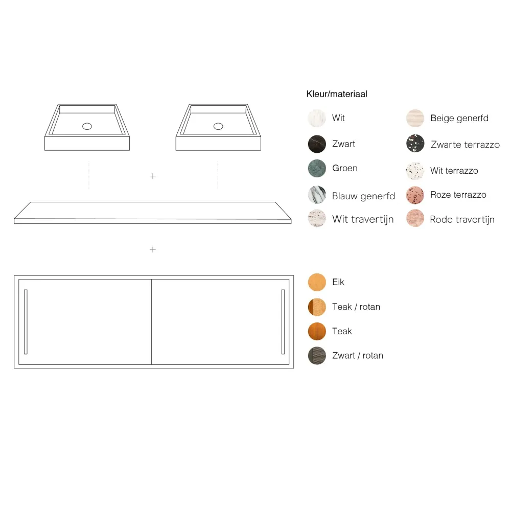 Muebles de baño con estilo - Lavabo Terrazo Blanco - Cañizo Negro (150 cm) - Nestor