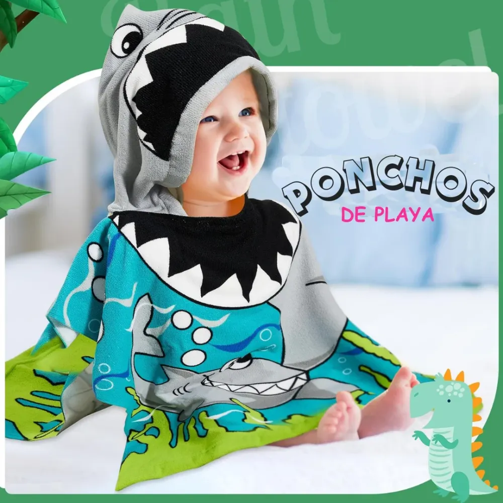 Poncho Toalla de playa con capucha para niños. Sirena Multi Ventas uy