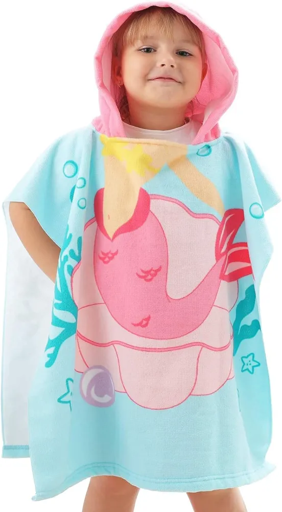 Poncho Toalla de playa con capucha para niños. Sirena Multi Ventas uy