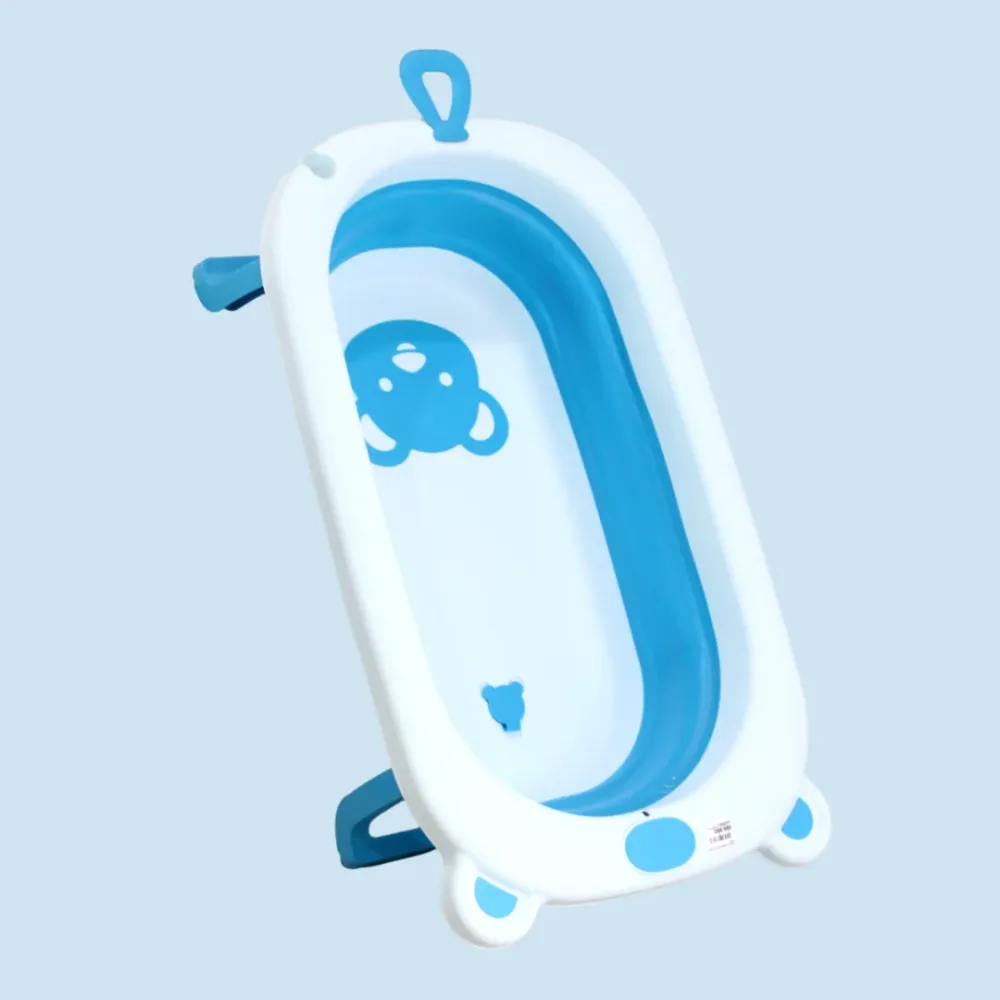 BAÑERA PLEGABLE ESTAMPADA, GOMA DE ALTA RESISTENCIA MK2024 MUNBE Azul
