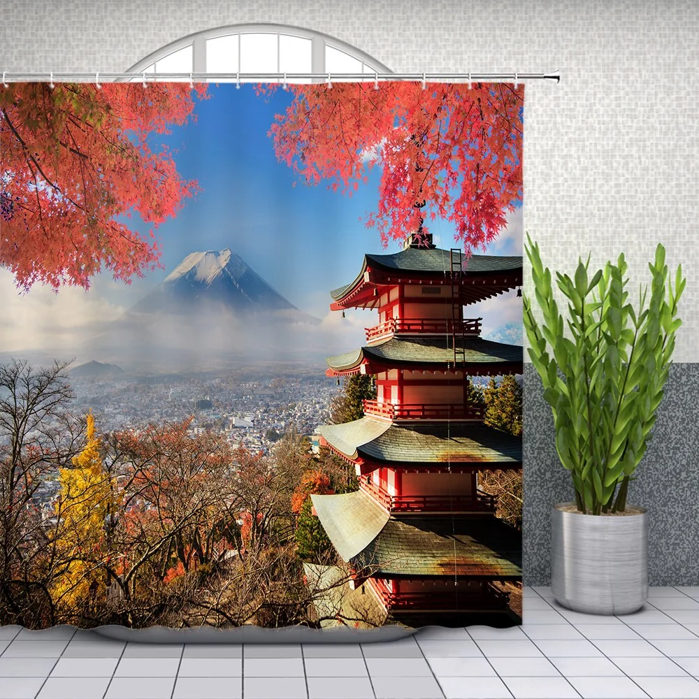 Cortina de Ducha Japonesa Temple (4 Tamaños) My Japanese Home
