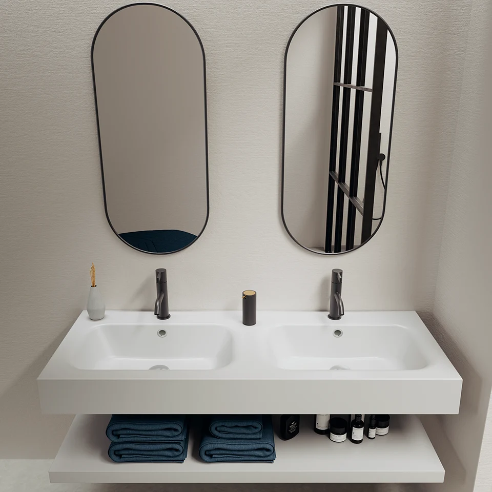 Lavabo Centrado HEBE de Doble Seno | OhMyShower (121x46 cm)