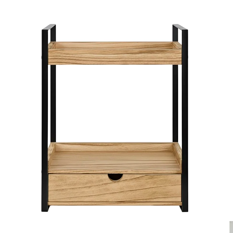 Organizador de Baño Cocina 2 Niveles con Cajon para Encimera Hogar Madera