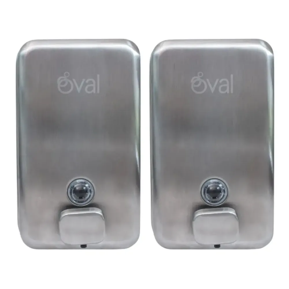 2 Jabonera Acero Inoxidable Oval Rellenable 1 L Color Plata Plateado